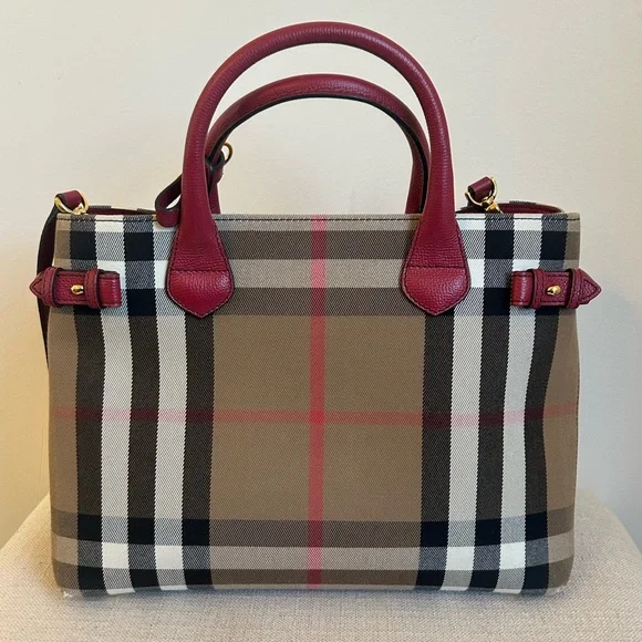 Burberry Medium Red/Beige House Check Banner Bag - Picture 3 of 15